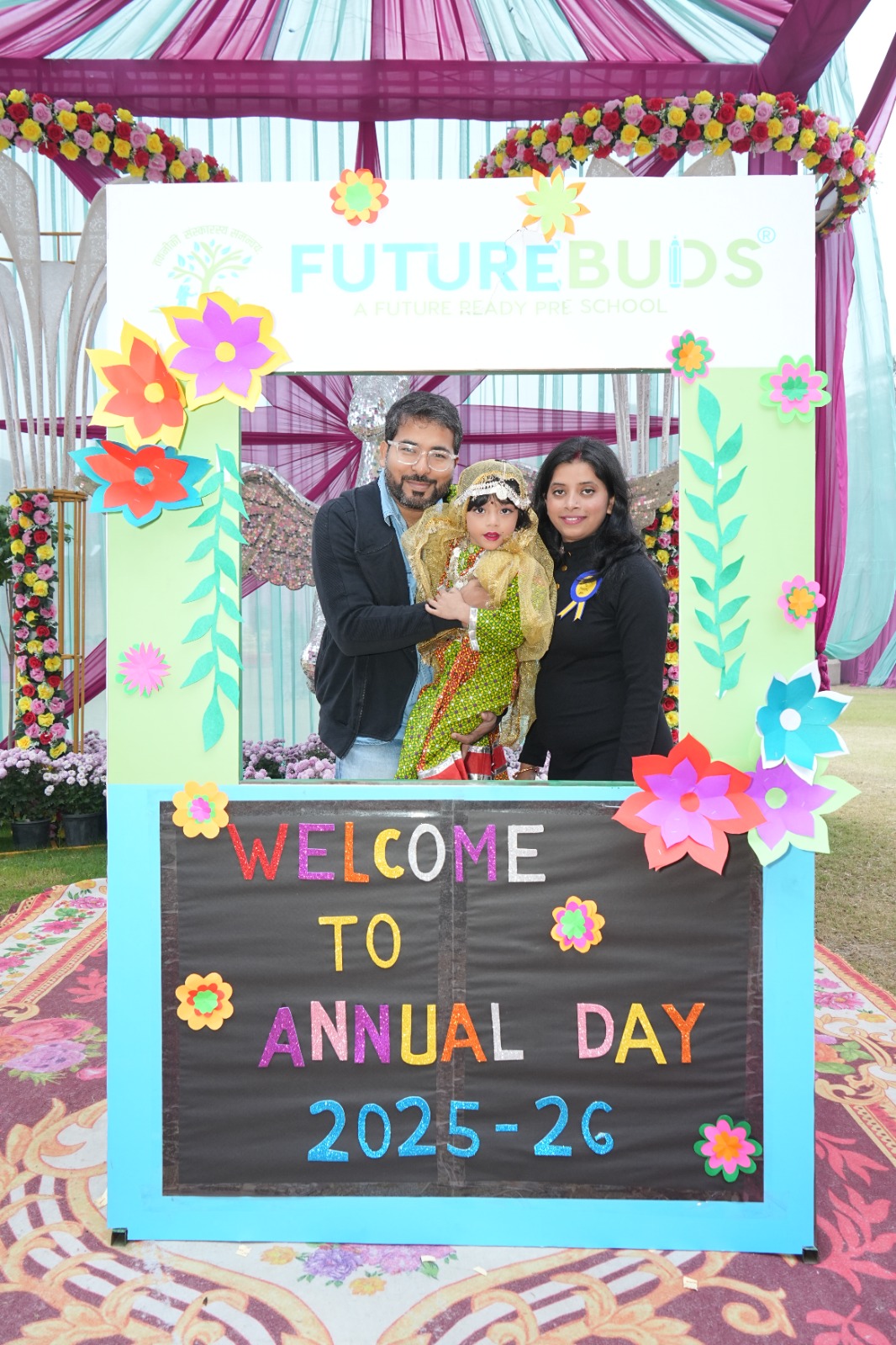 Family at Annual Day photo booth